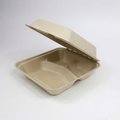 Total Papers Total Papers Three Compartment Clamshell Container, 8", Wheat Stalk Fiber, 200 pcs. WS-B028